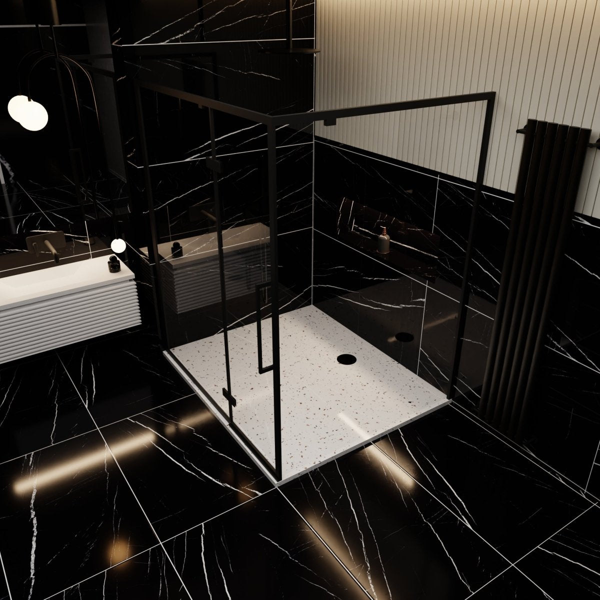 Imperio Nero Black Marble Effect Polished Porcelain 60x120cm Wall & Floor Tile - TILES Paradise