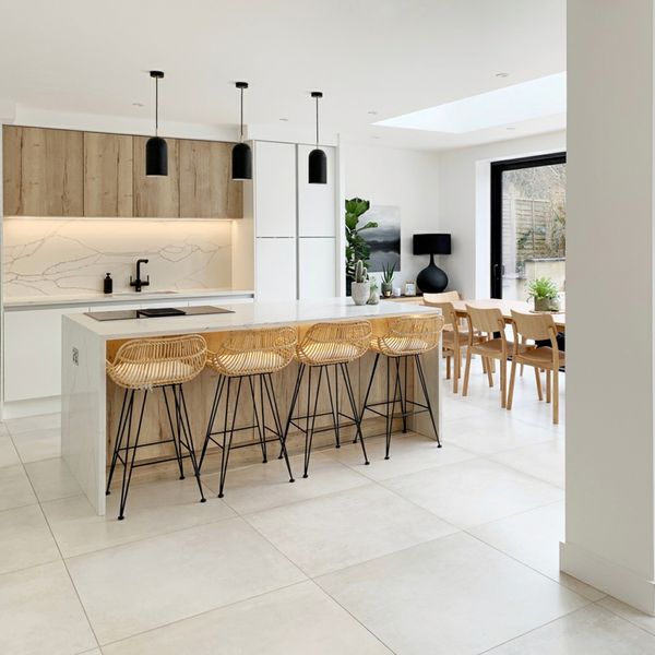 Italian Open Stone Effect Light Grey Matt 80x80cm Porcelain Wall and Floor Tile - TILES Paradise