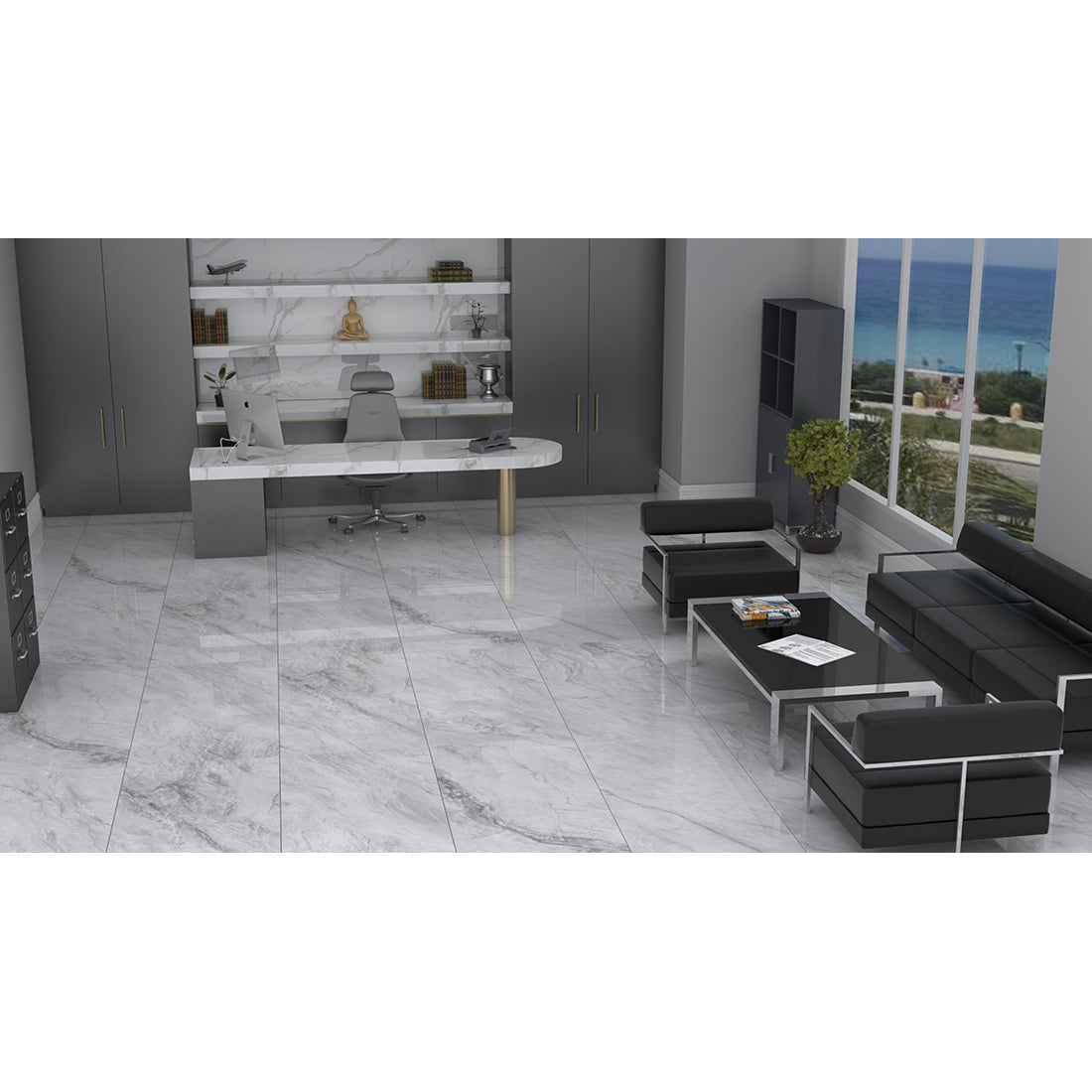 Java Jade 60x60cm Light Grey Polished Porcelain Wall & Floor Tile