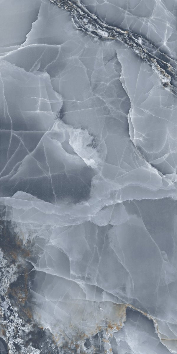 Job Lot : (28 sq.m) Onyx Blue Marble Effect Polished Porcelain 60x120cm Wall and Floor Tile - TILES Paradise