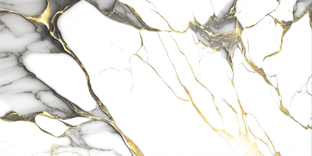 Job Lot: 51 Tiles (38 sq.m) Magnum Gold Marble Effect Polished Porcelain 60x120cm Wall and Floor Tile - TILES Paradise