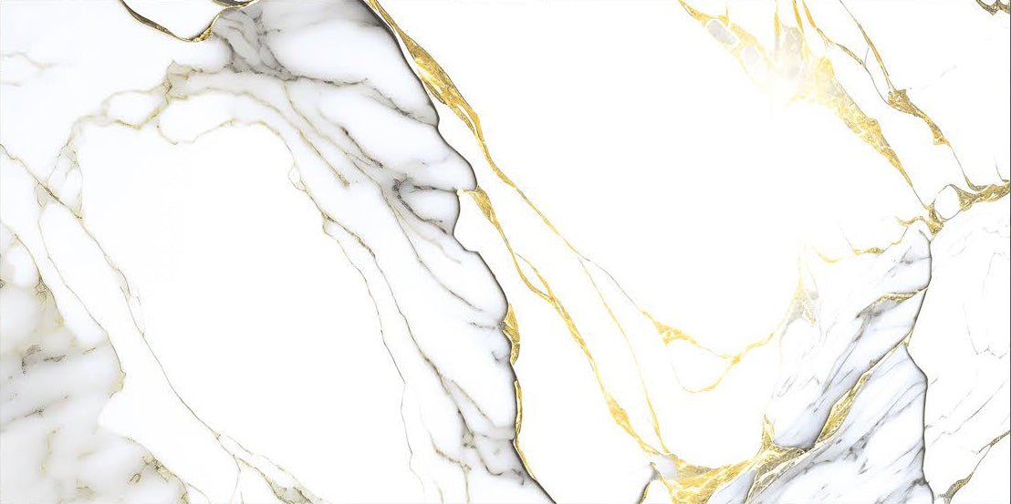 Job Lot: 51 Tiles (38 sq.m) Magnum Gold Marble Effect Polished Porcelain 60x120cm Wall and Floor Tile - TILES Paradise