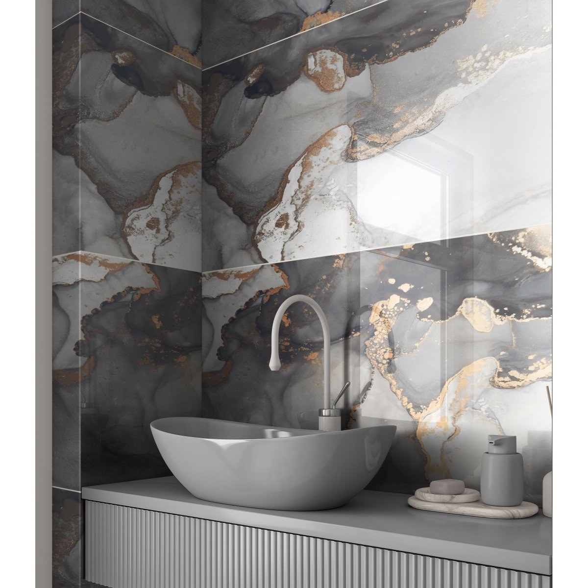 Job Lot Deal: 24 Tiles Akasmir Gold Polished Porcelain 60x120cm Kitchen & Bathroom Tiles - TILES Paradise