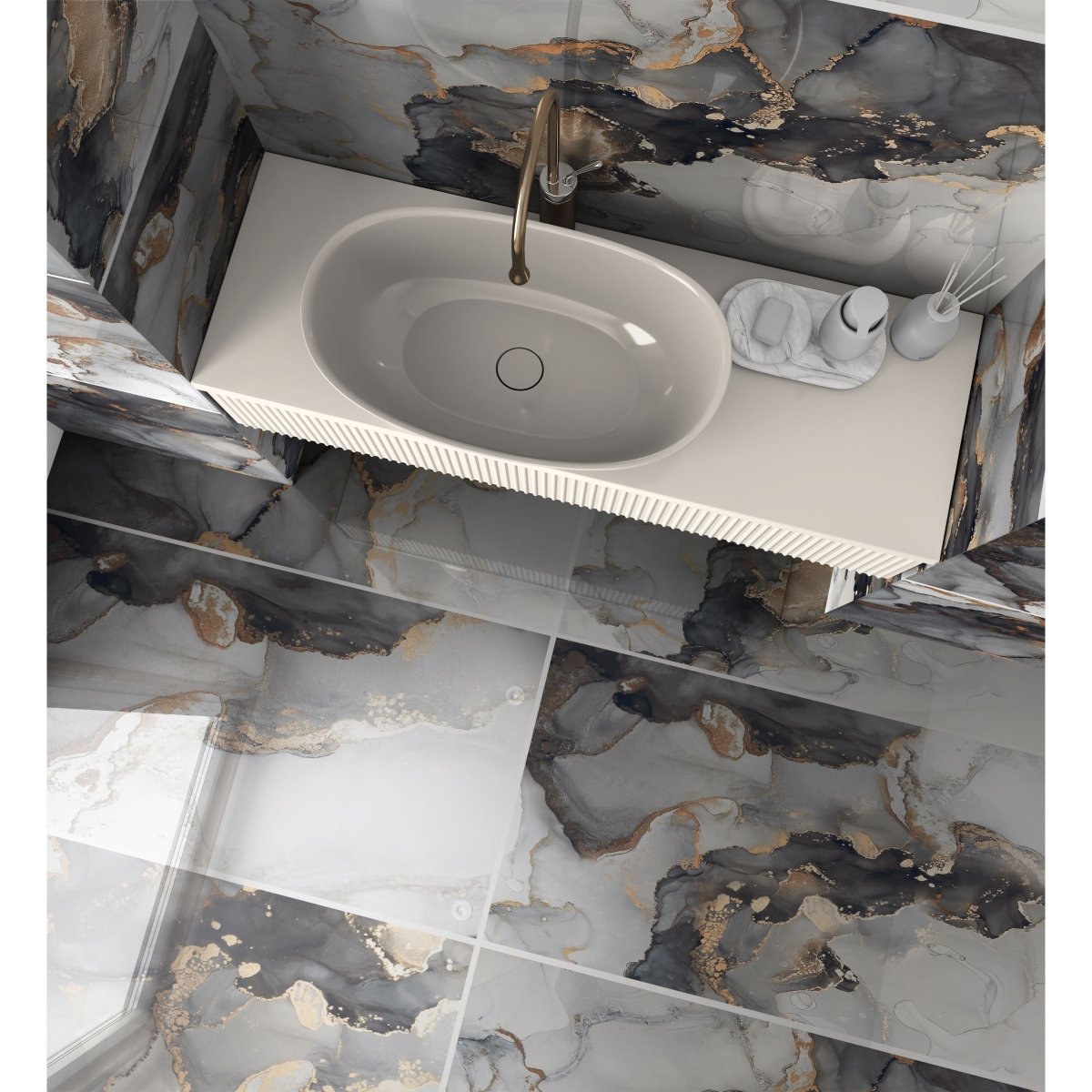 Job Lot Deal: 24 Tiles Akasmir Gold Polished Porcelain 60x120cm Kitchen & Bathroom Tiles - TILES Paradise