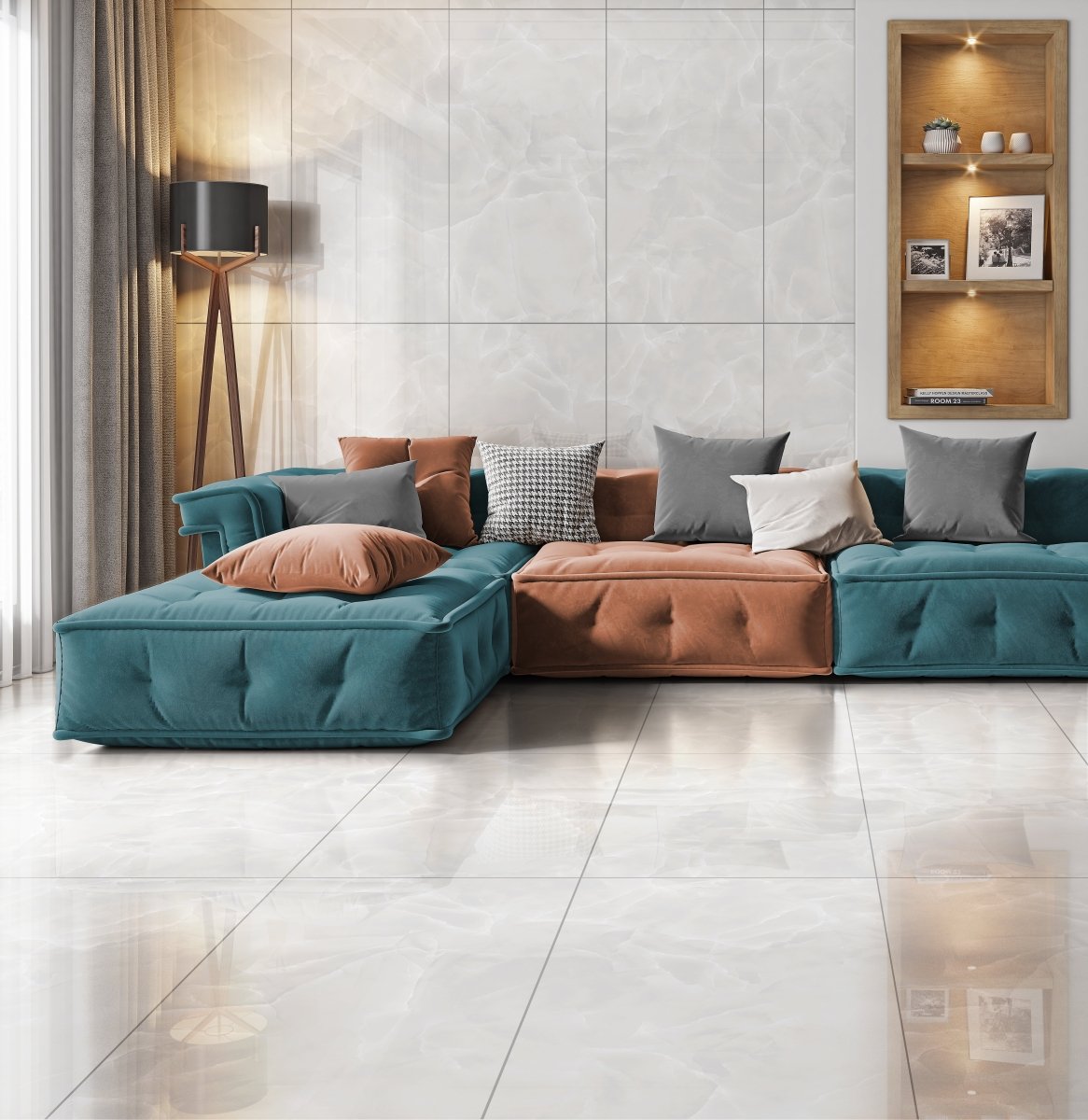 Job Lot Deal: 49 Tiles (35 sq.m) Onyx White Polished Porcelain 60x120cm Kitchen & Bathroom Wall and Floor Tile - TILES Paradise