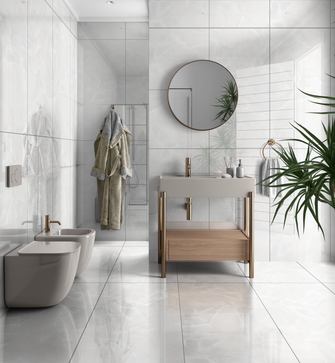 Job Lot Deal: 49 Tiles (35 sq.m) Onyx White Polished Porcelain 60x120cm Kitchen & Bathroom Wall and Floor Tile - TILES Paradise