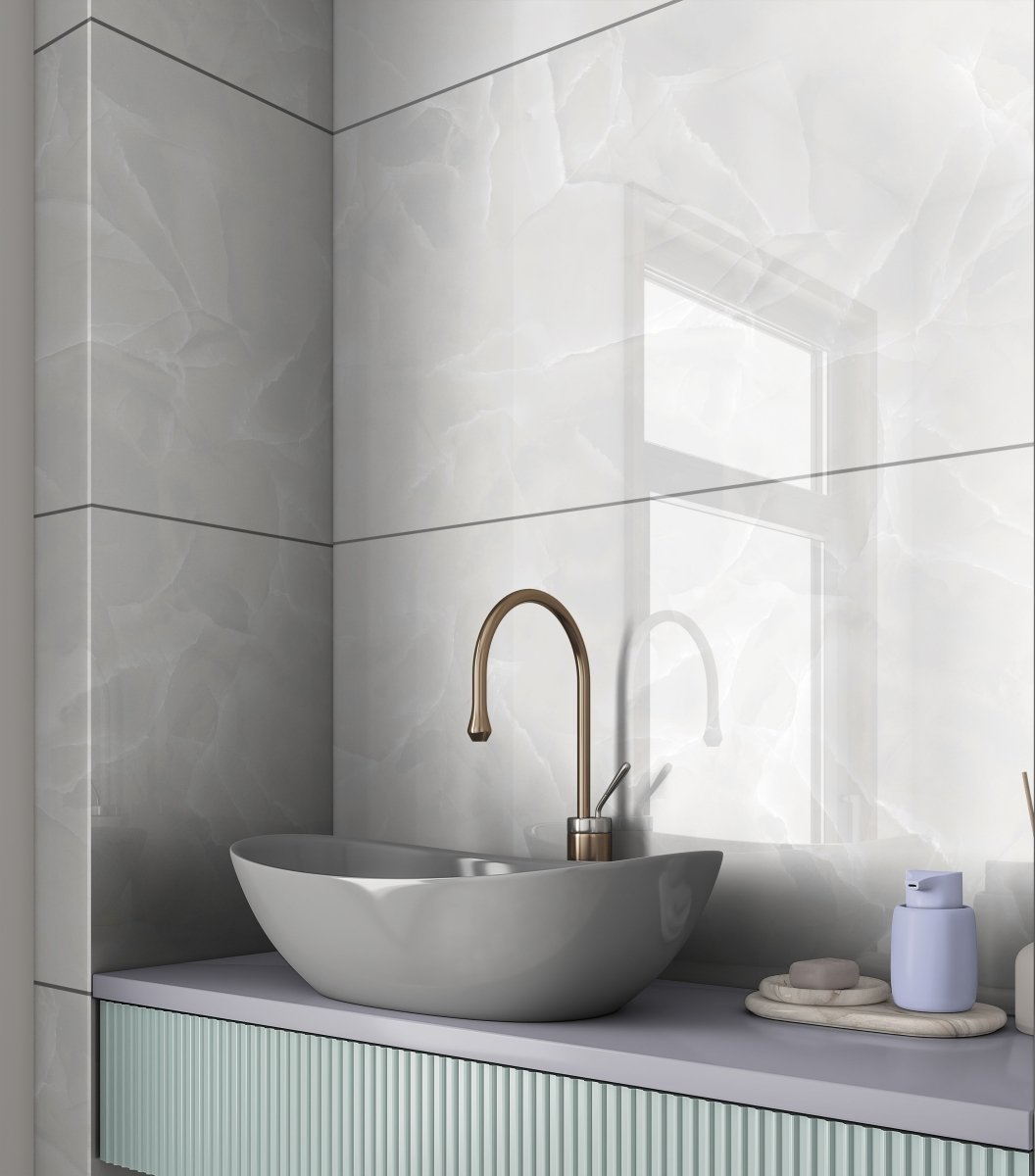 Job Lot Deal: 49 Tiles (35 sq.m) Onyx White Polished Porcelain 60x120cm Kitchen & Bathroom Wall and Floor Tile - TILES Paradise