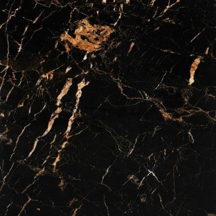 Black & Gold Marble Effect Porcelain Tile 60x60cm showing natural golden veins and polished marble texture.