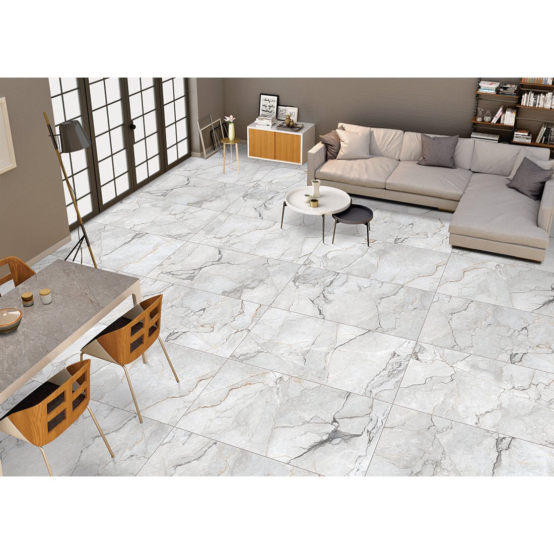 Job Lot Deal: 88 Tiles (32 sq.m) Sylvan Light Grey Marble Essence 60x60cm Matt Anti - Slip Porcelain Wall & Floor Tile - TILES Paradise