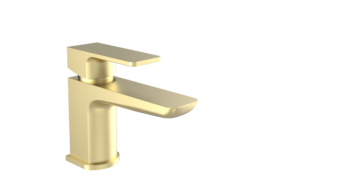 Kalto Brushed Brass Square Mini Mono Basin Mixer Tap