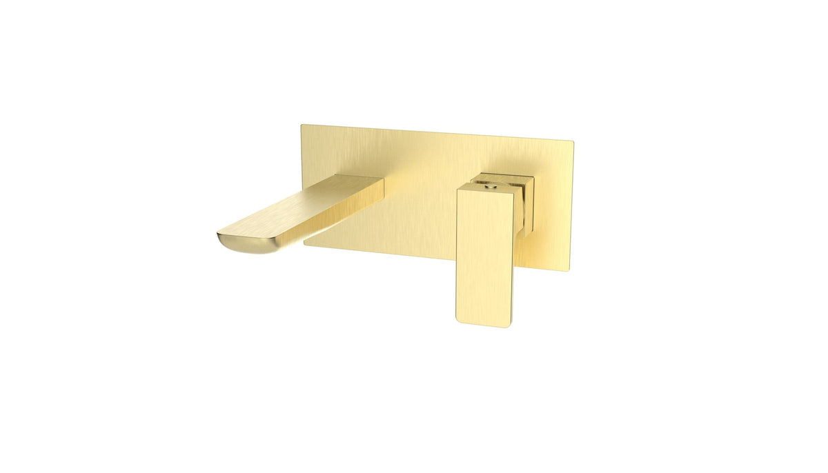 Kalto Brushed Brass Square Wall Mounted Basin Mixer Tap