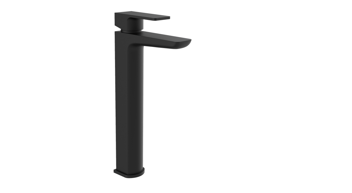 Kalto Matt Black Square Tall Hi-Rise Basin Mixer Tap