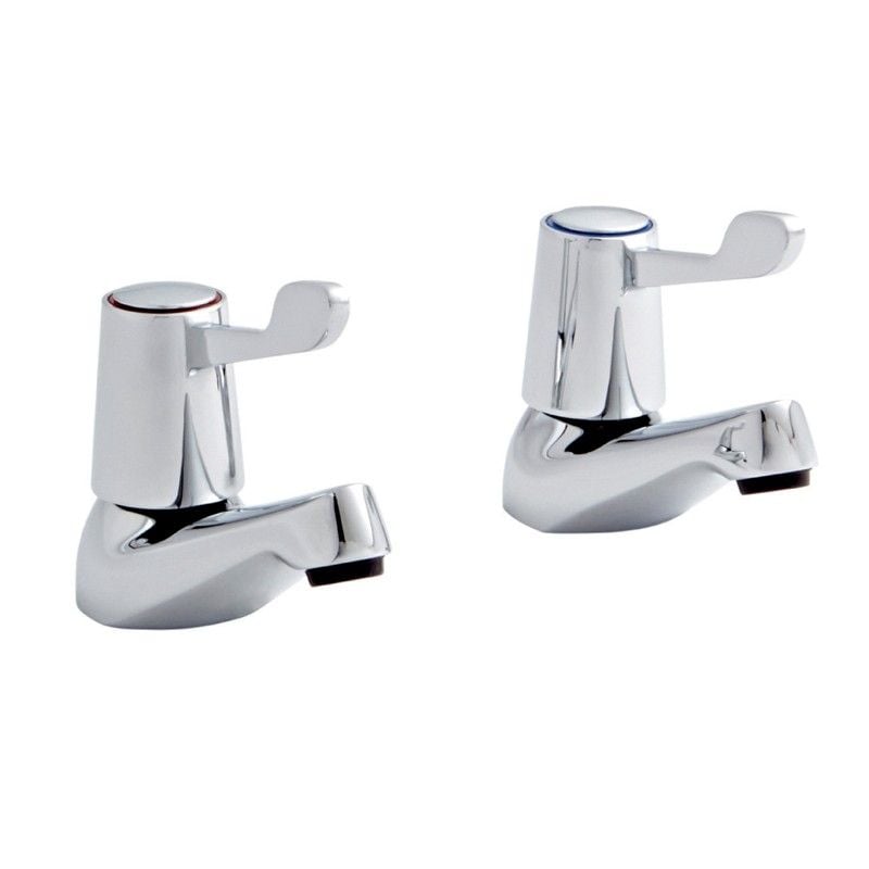 Levio Chrome Lever Bath Pillar Taps (Pair)