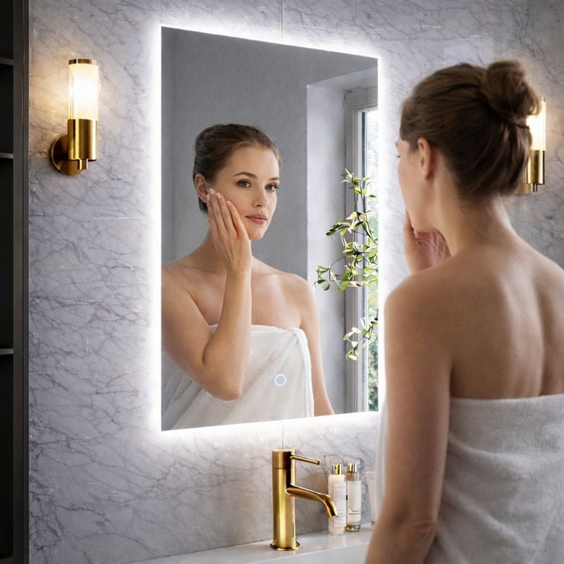 Lumora 800 × 600mm Backlit LED Bathroom Mirror – Tri - Light, Anti - Fog & Touch Control - TILES Paradise