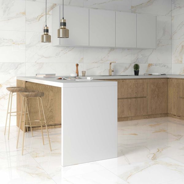 Marhsall Gold Spanish Polished Porcelain 120x120cm Kitchen Bathroom Wall Floor Tiles - TILES Paradise