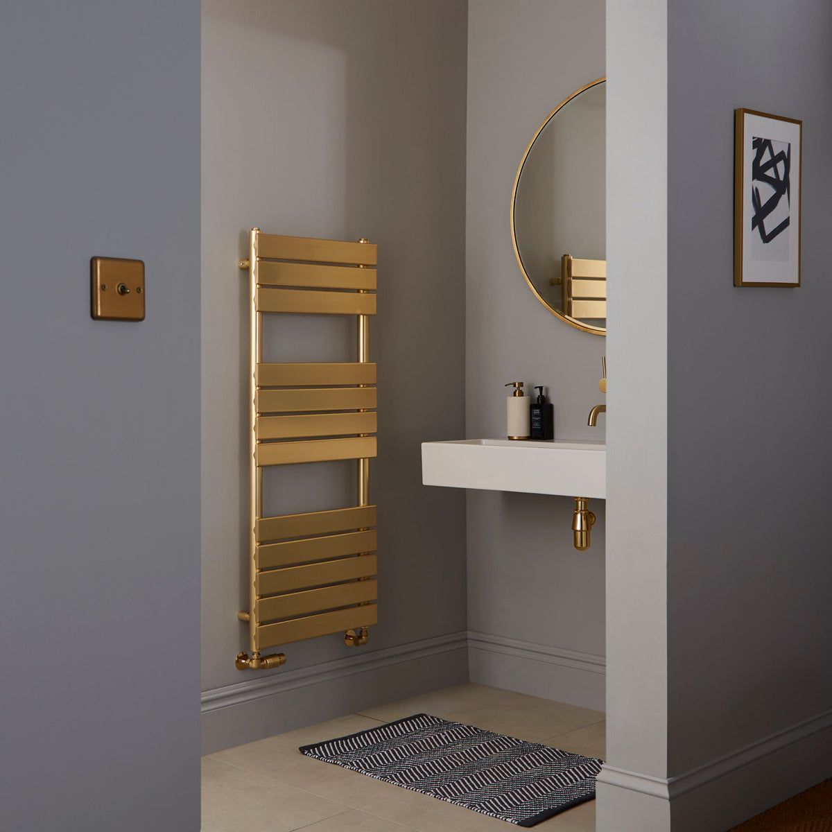 Mariva Brushed Brass Designer Heated Towel Rail