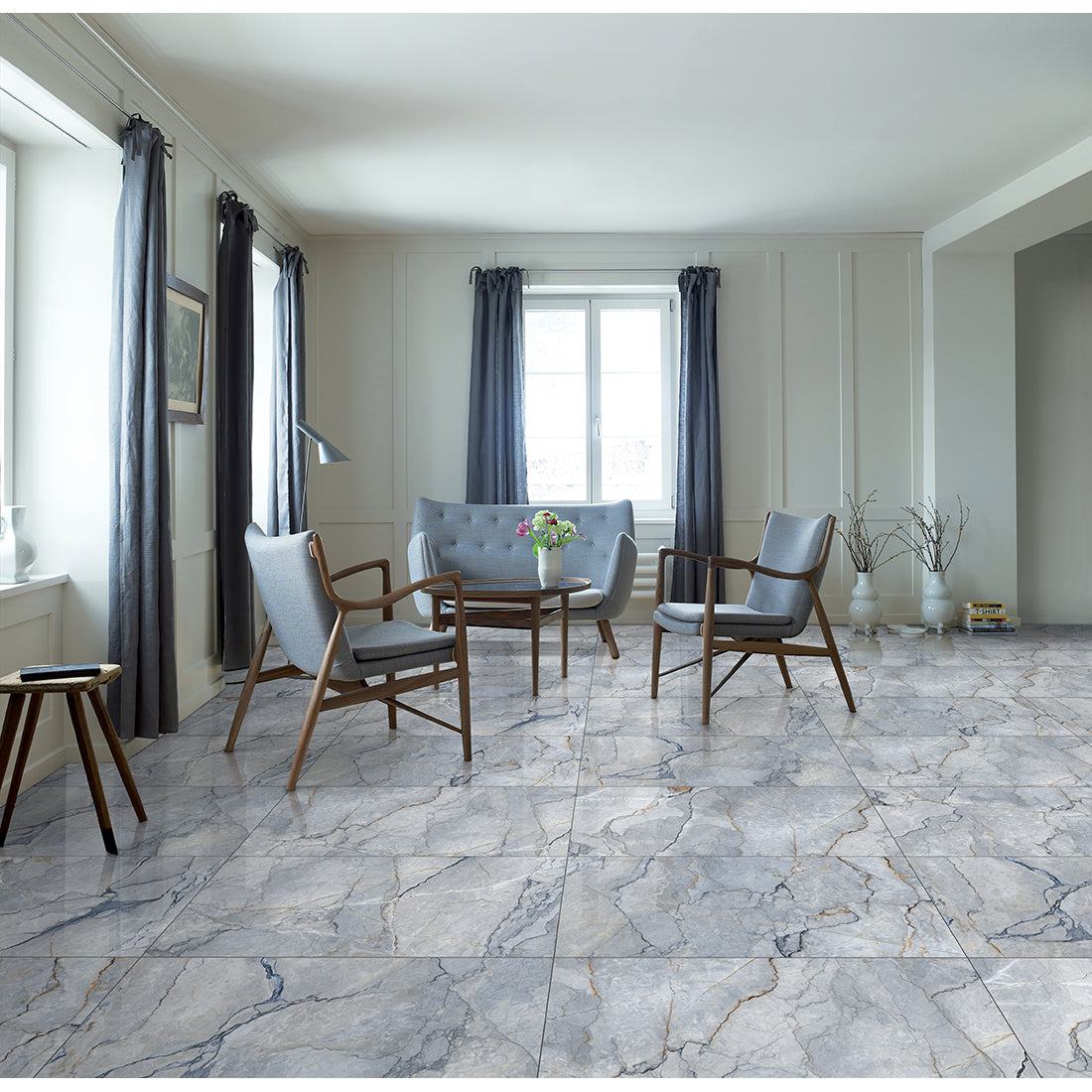 Sylvan Blue Marble Essence 60x120cm Matt Anti-Slip Porcelain Wall & Floor Tile