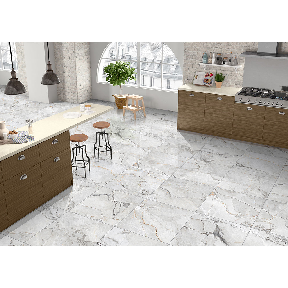 Sylvan Light Grey Marble Essence 60x60cm Polished Porcelain Wall & Floor Tile