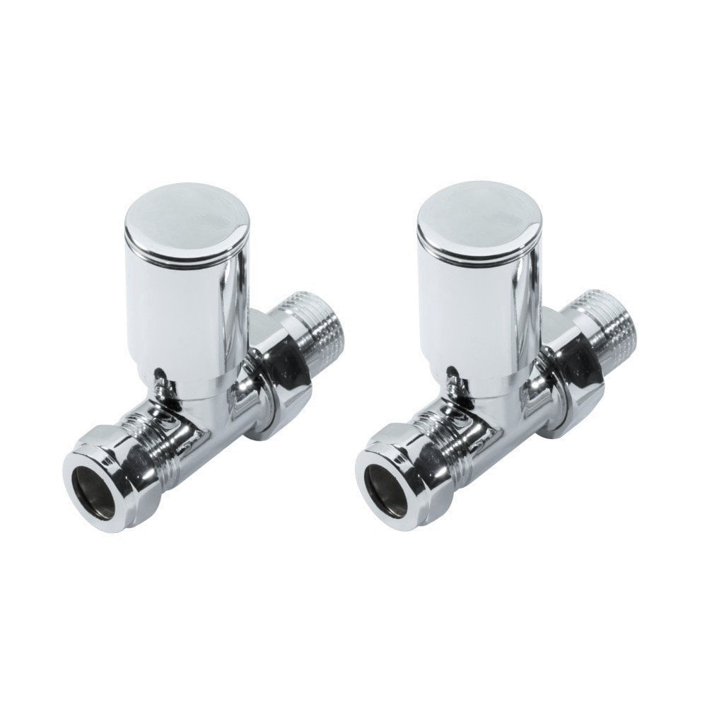 Modern Manual Radiator Valves 15mm (Pair) – Chrome – Straight