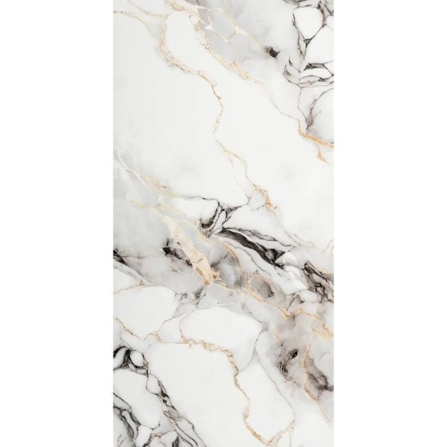 Napoli Grey & White Marble Effect 60x120cm Polished Porcelain Tile - TILES Paradise