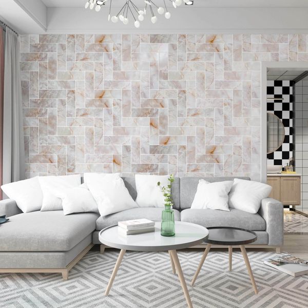 Onyx Pink Marble Effect Gloss 10x30cm Ceramic Metro Tiles