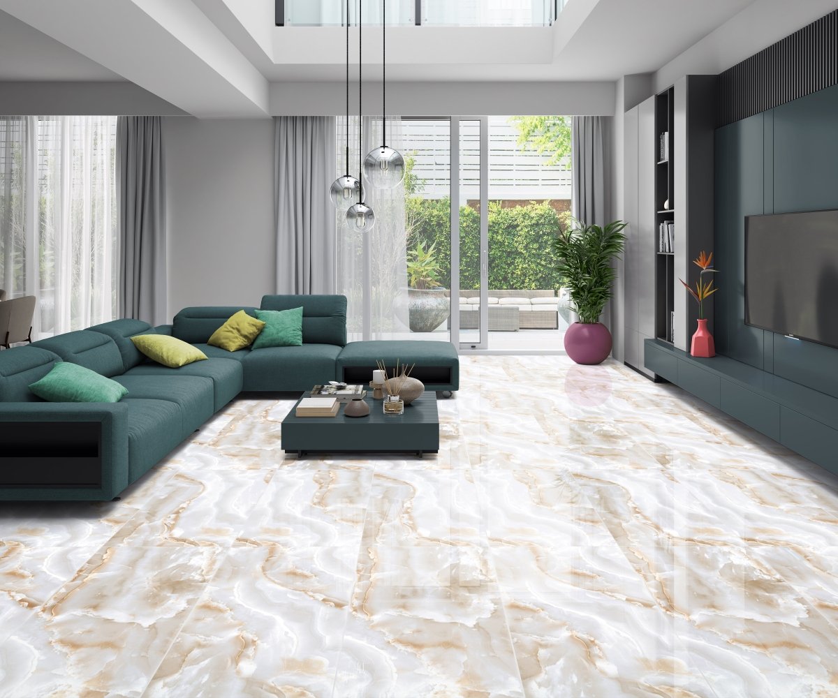 Onyx Beige Polished Porcelain 60x120cm Wall and Floor Tile - TILES Paradise