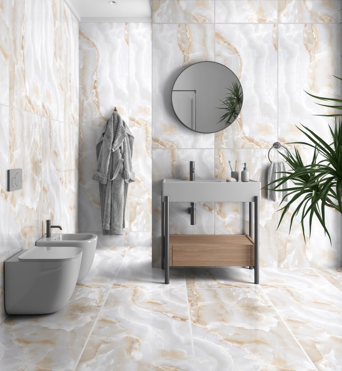 Onyx Beige Polished Porcelain 60x120cm Wall and Floor Tile - TILES Paradise