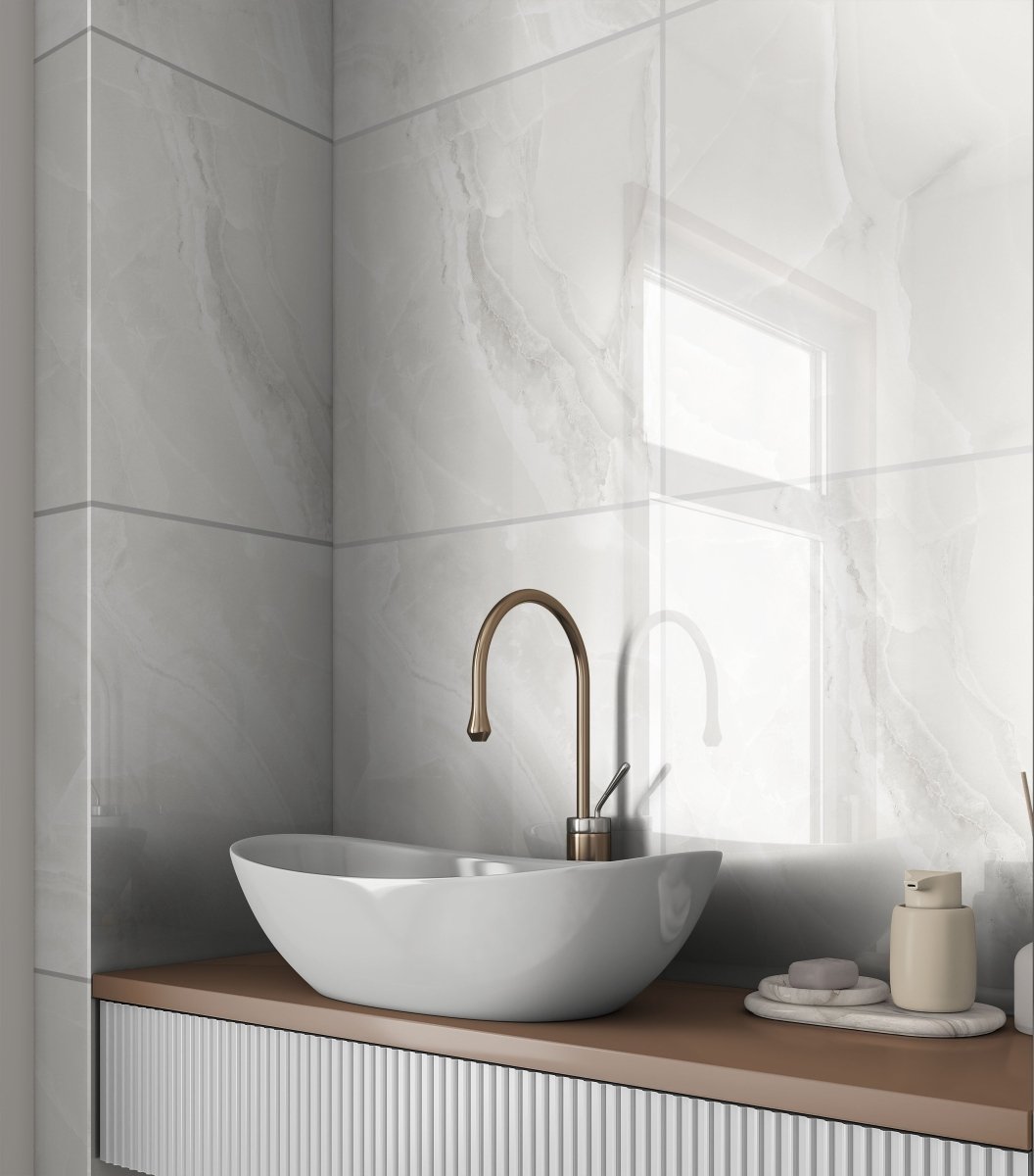 Onyx Ice Gloss Porcelain 60x60cm Kitchen Bathroom Wall and Floor Tile - TILES Paradise