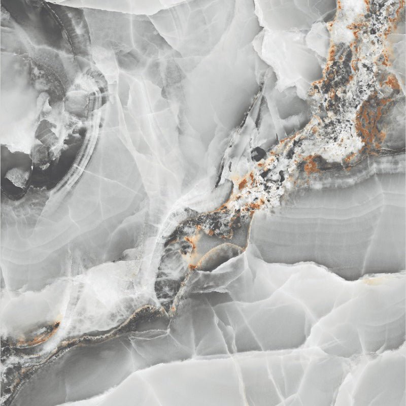 Onyx Light Grey Marble Effect Polished Porcelain 60x120cm Wall and Floor Tile - TILES Paradise
