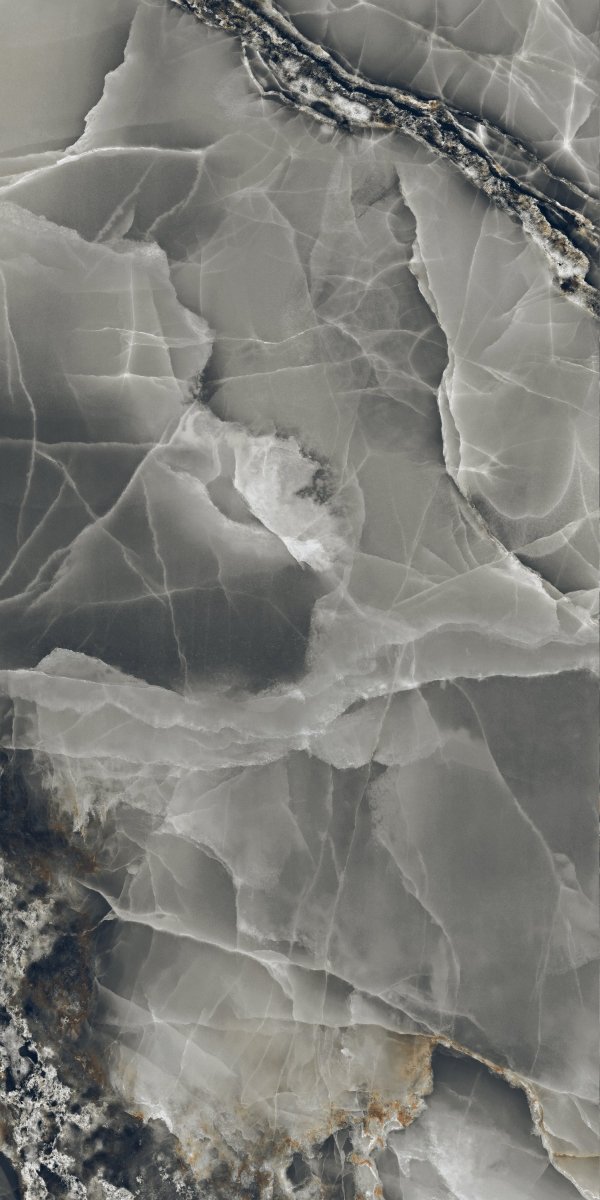 Onyx Marble Effect Dark Grey 60x120cm Polished Porcelain Wall and Floor Tile - TILES Paradise