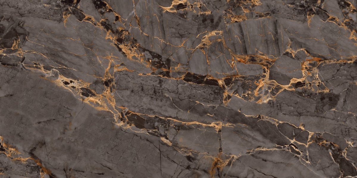 Ozial Dark Grey Gold Marble Effect Polished Porcelain 60x120cm Wall & Floor Tile - TILES Paradise