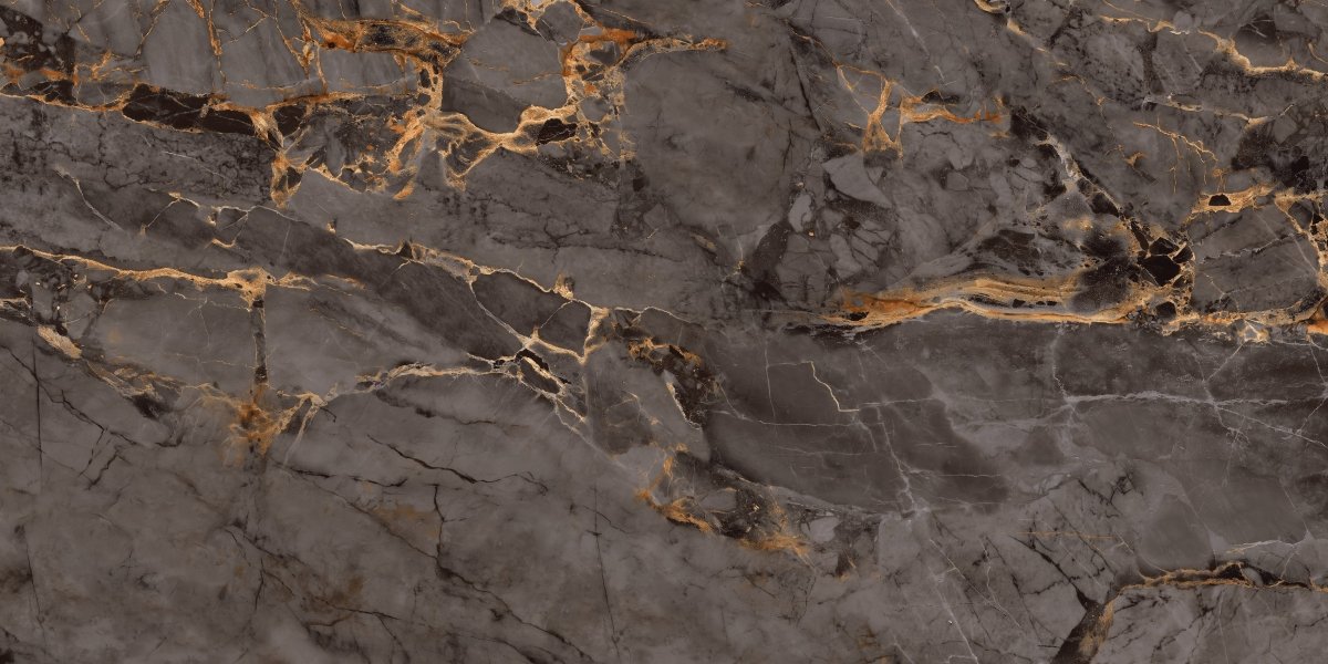 Ozial Dark Grey Gold Marble Effect Polished Porcelain 60x120cm Wall & Floor Tile - TILES Paradise