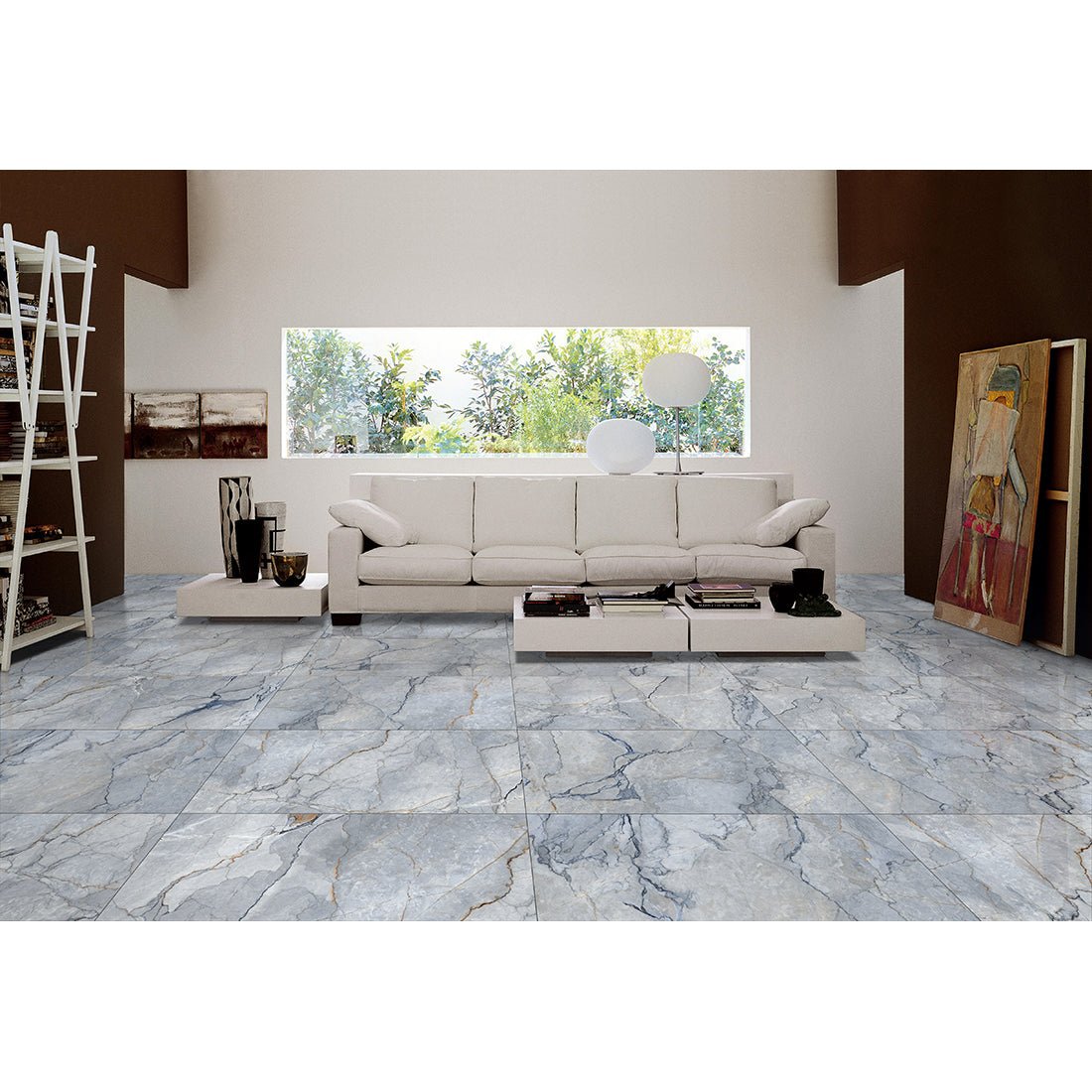 Pallet Deal: 144 Tiles (52 sq.m) Sylvan Blue Marble Essence 60x60cm Polished Porcelain Wall & Floor Tile - TILES Paradise