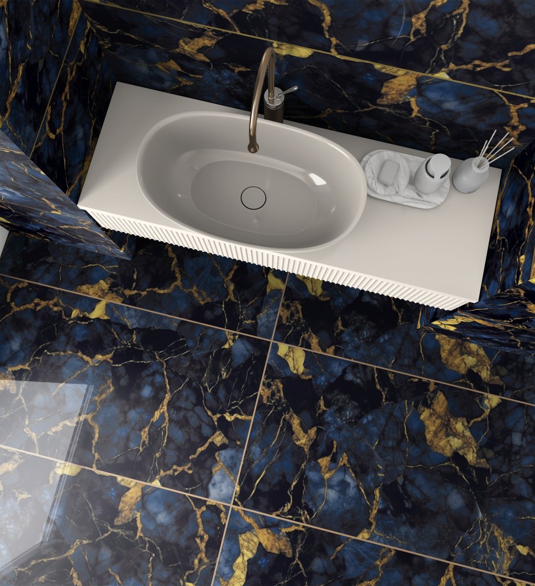 Pallet Deal: (50 sq.m) Thunder Gold Marble Effect Polished Porcelain 60x120cm Wall and Floor Tile - TILES Paradise