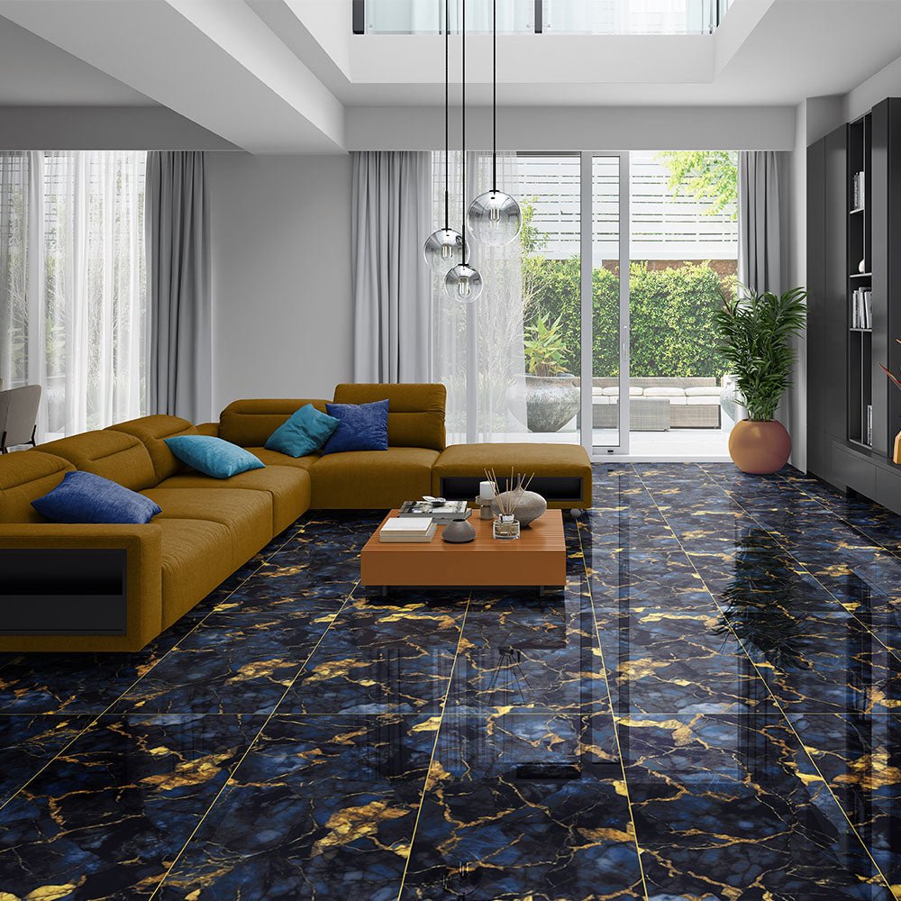 Pallet Deal: (50 sq.m) Thunder Gold Marble Effect Polished Porcelain 60x120cm Wall and Floor Tile - TILES Paradise