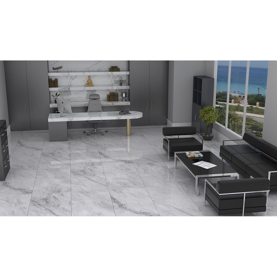 Pallet Deal: 56 Tiles (40 sq.m) Java Jade 60x120cm Light Grey Polished Porcelain Wall & Floor Tile - TILES Paradise