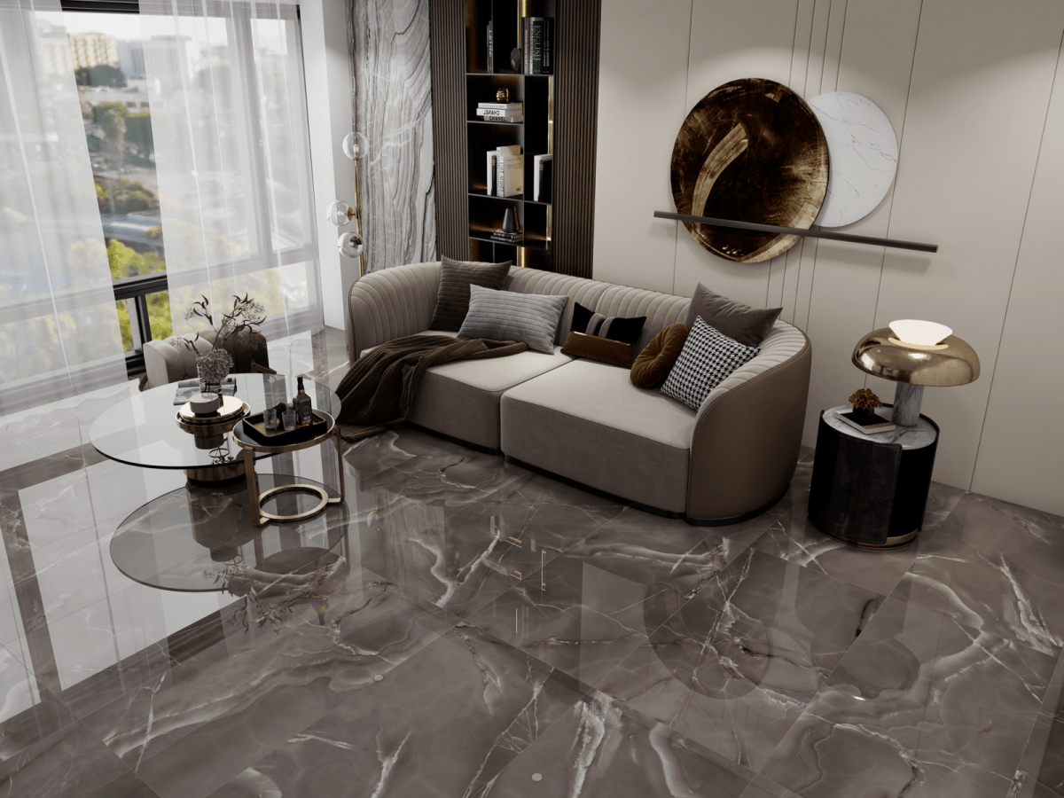 Pallet Deal: 56 Tiles (40 sq.m) Onyx Real 60x120cm Grey Porcelain Polished Wall & Floor Tile - TILES Paradise