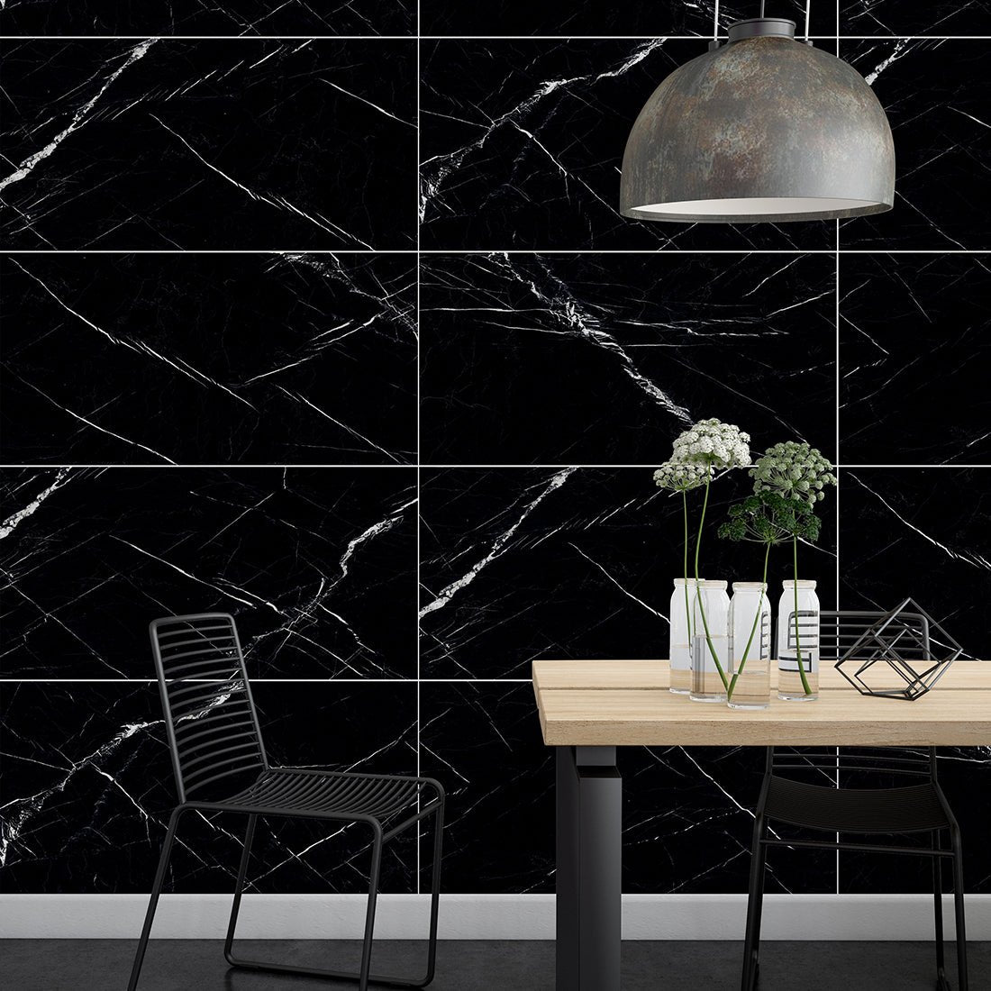 Pallet Deal: 56 Tiles (40 sq.m) Rich Black & White 60x120cm Porcelain Polished Wall & Floor Tile - TILES Paradise