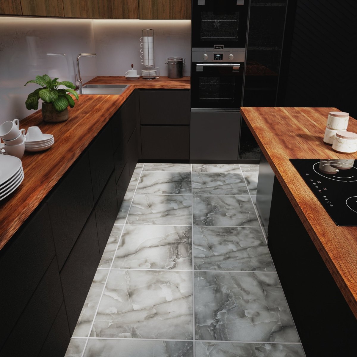 Pallet Deal: 57m² (158 Tiles) Makrana Dark Grey 60x60cm Polished Porcelain Wall and Floor Tile - TILES Paradise