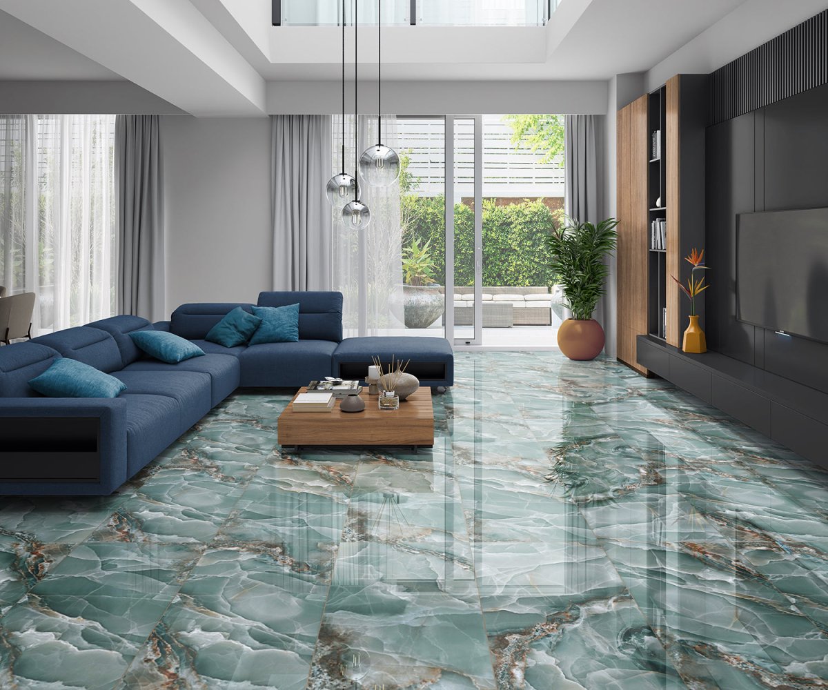 Pallet Deal: 64 Tiles (46 sq.m) Onyx Green Marble Effect Polished Porcelain 60x120cm Wall and Floor Tile - TILES Paradise