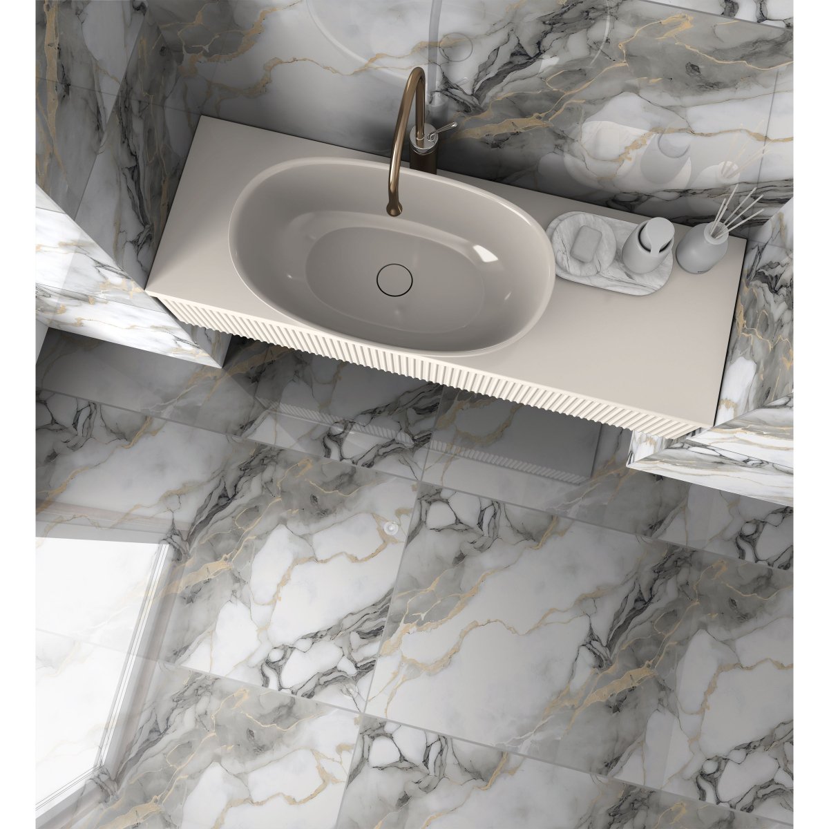 Pallet Deal: 64 Tiles (46sq.m) Afyon Grey Gold Polished 60x120cm Porcelain Wall and Floor Tile - collection - TILES Paradise