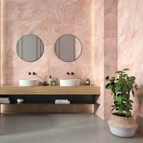 Pamesa Spain Lux Noor Onyx Pink Polished 60x120cm Porcelain Wall and Floor Tile - TILES Paradise