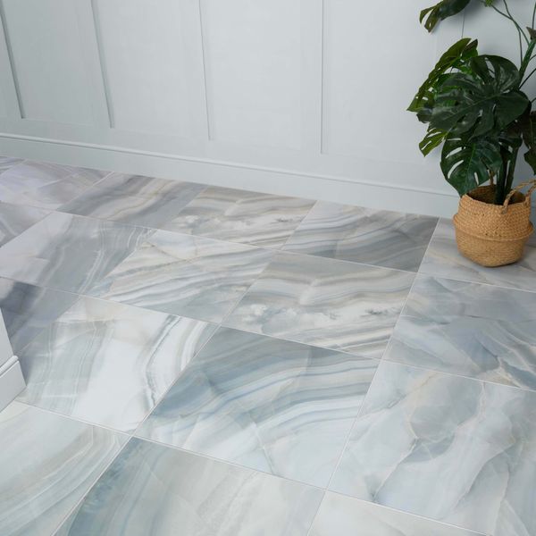 Pamesa Spain Rodas Smerato Onyx Blue Polished 60x60cm Porcelain Wall and Floor Tile - TILES Paradise