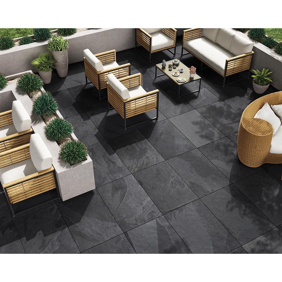 Paradise Paver Black 60cmx90cmx20mm Matt Outdoor and Garden Tile - TILES Paradise