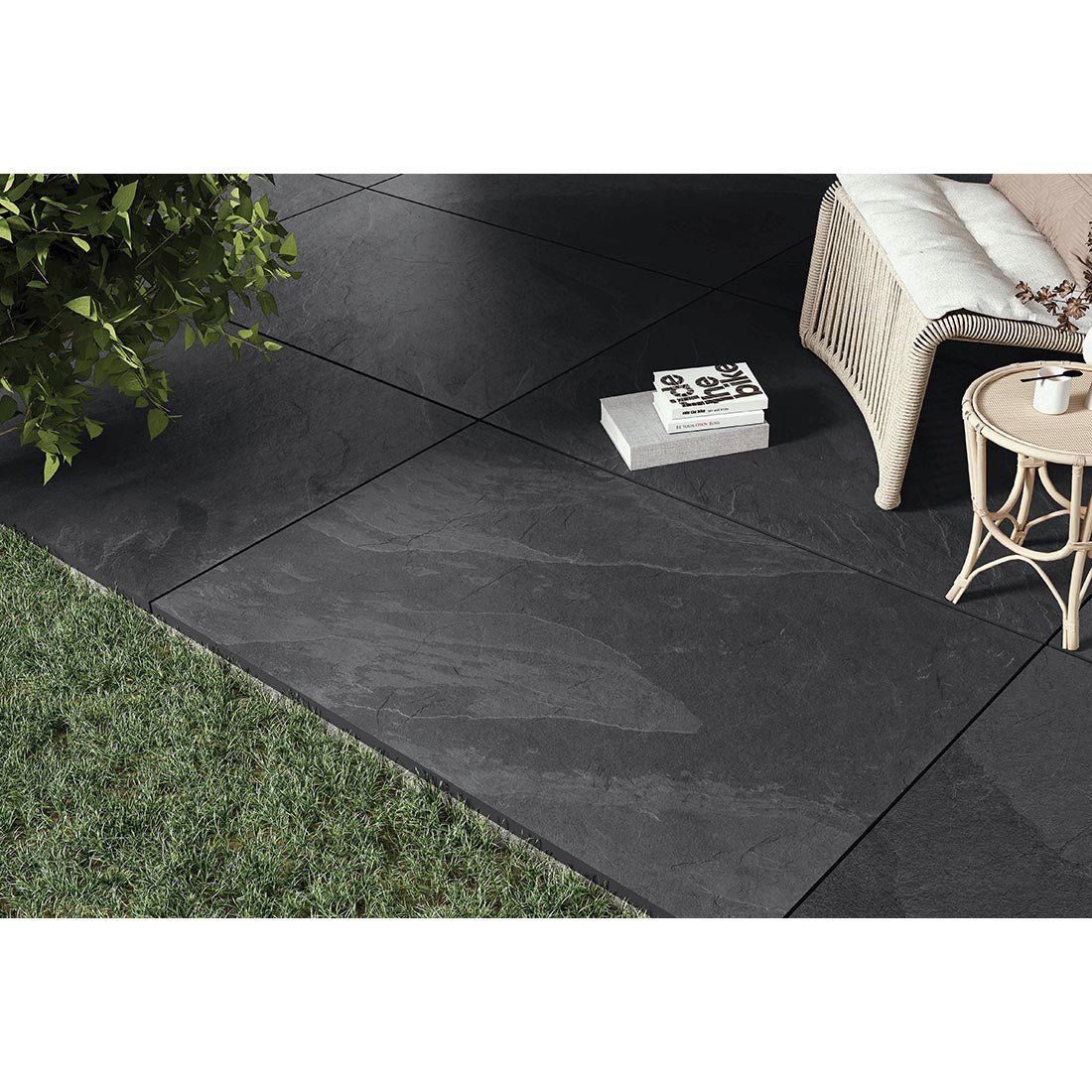 Paradise Paver Black 60cmx90cmx20mm Matt Outdoor and Garden Tile - TILES Paradise
