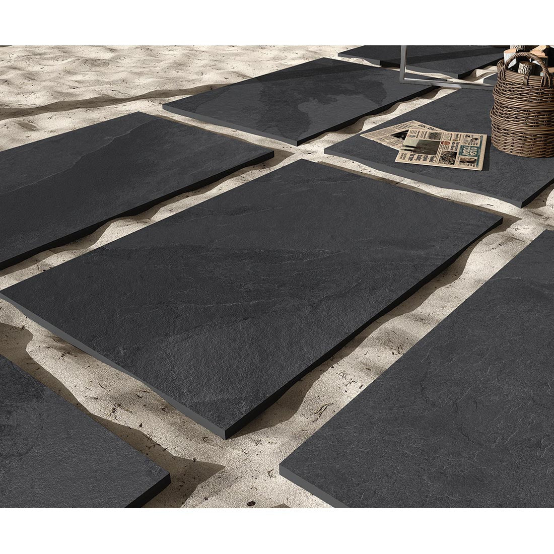 Paradise Paver Black 60cmx90cmx20mm Matt Outdoor and Garden Tile - TILES Paradise