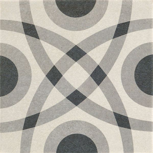 Victorian Circle Grey Matt 20x20cm Patterned Porcelain Wall & Floor Tiles