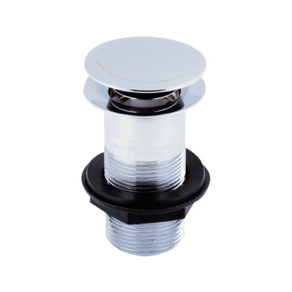 Push Button Basin Waste – Chrome – Unslotted (basin without overflow)