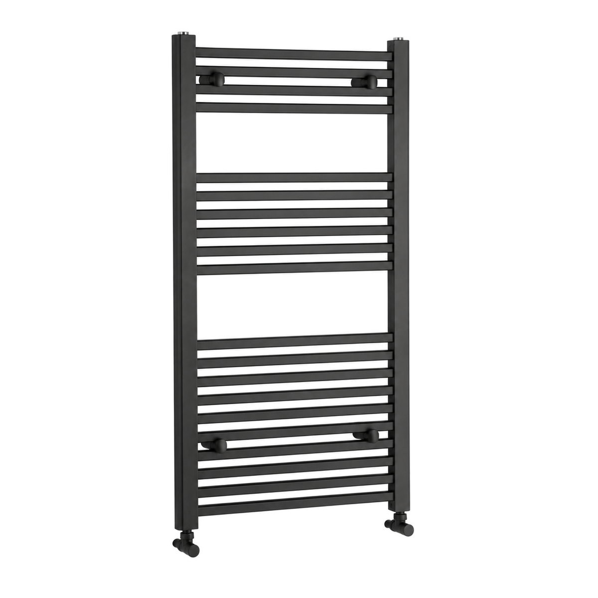 Quadrello Matt Black Square Ladder Heated Towel Rail – 1200x600mm