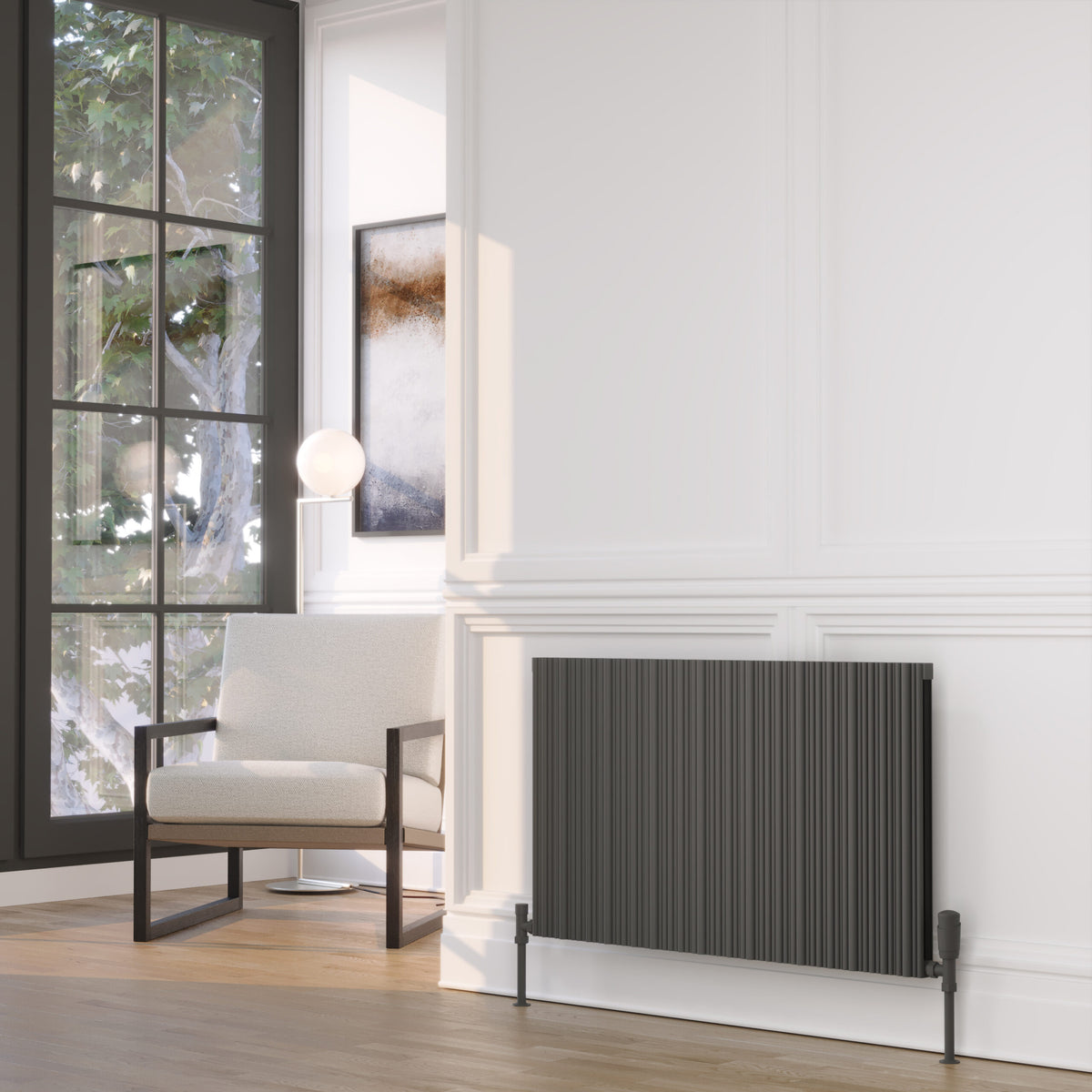 Quara Grey Horizontal Aluminium Radiator – Single Panel